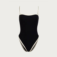 Simple Color Block Sexy One Piece Swimwear DPSW1114: Black / S
