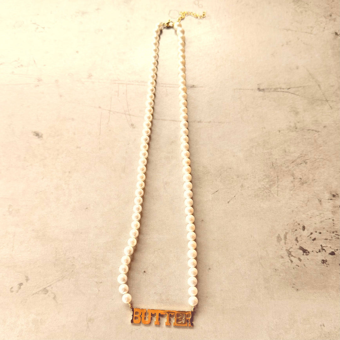 Butter Faux Pearl Beaded Necklace food bakery foodie 