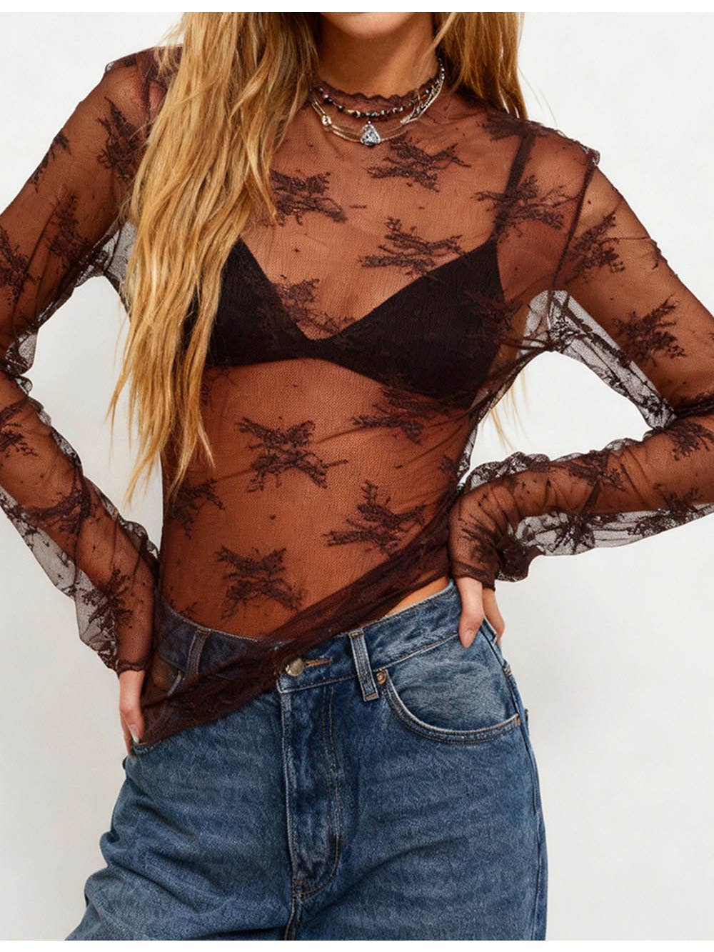 Lux Layering Lace Mesh Top