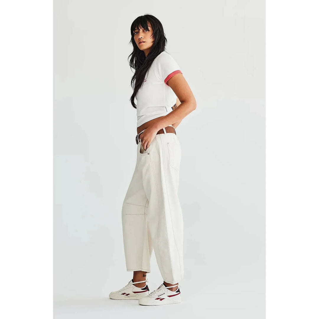 Free People Good Luck Barrel Jean Milk