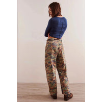 Free People Moxie Printed Low Slung Barrel Jeans