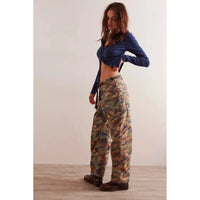 Free People Moxie Printed Low Slung Barrel Jeans