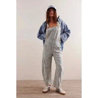 Free People Good Luck Striped Overalls