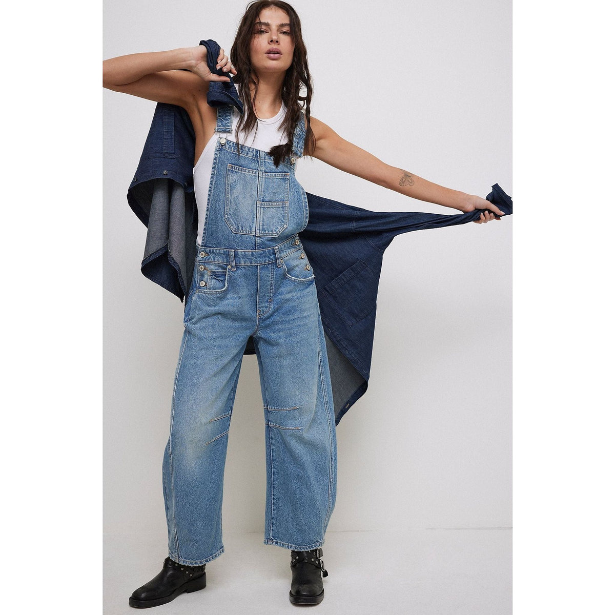 Free People Good Luck Barrel Overalls