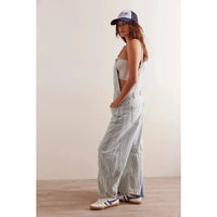 Free People Good Luck Striped Overalls