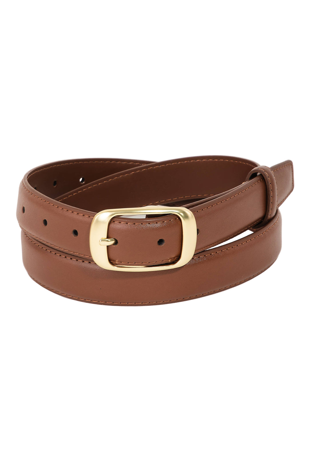 Solid Rectangle Buckle Leather Belt