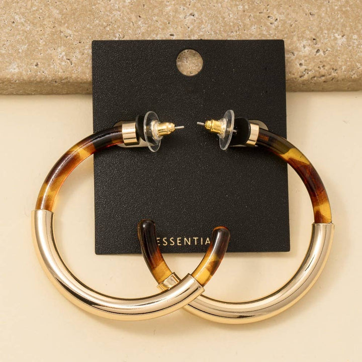 Gold Dipped Tortoise Shell Hoop Earrings