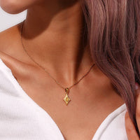 Simple Rhombus Cat's Eye Stone Pendant Neckalces DPJN2904: Black