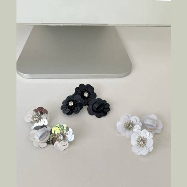 BILLIE Mini Sequin Flower Shoe Charm for Sneakers, Sandals: Ivory