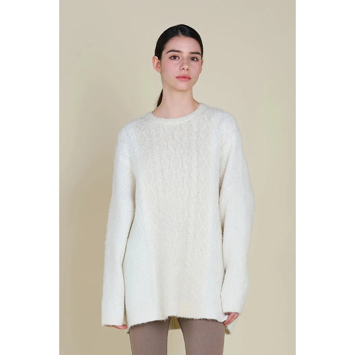 Contrast Cable Knit Sweater