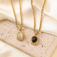 Gemstone Vintage Twist Chain Necklace DPJN0918: Black