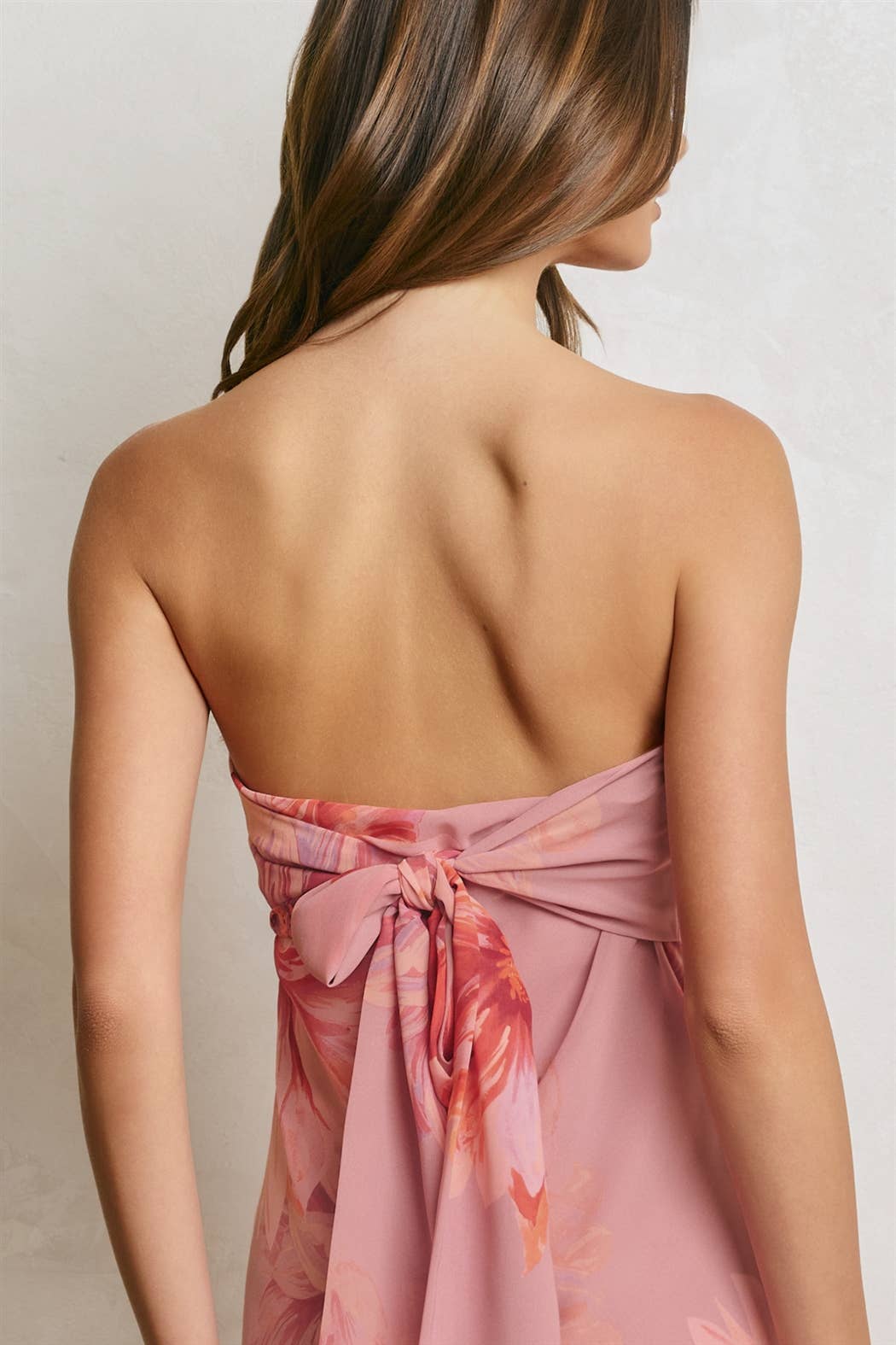 Petals &amp; Sun Strapless Tie Back Maxi Dress
