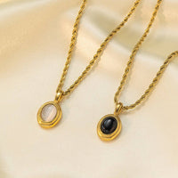 Gemstone Vintage Twist Chain Necklace DPJN0918: Black
