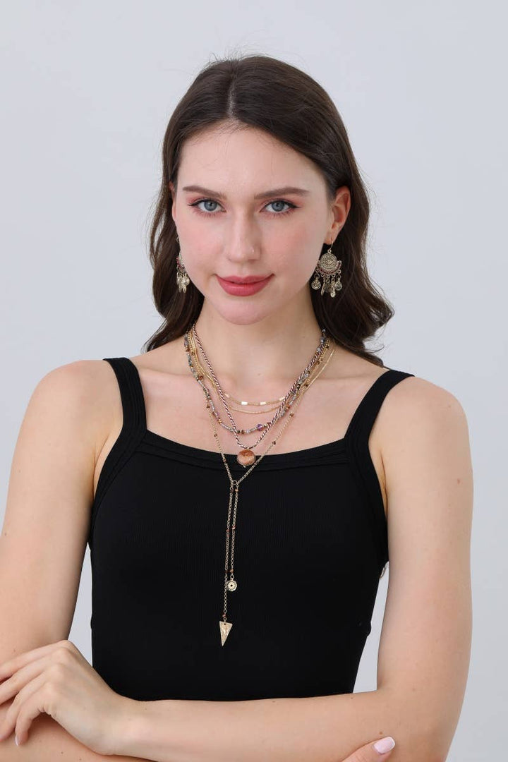 Desert Mirage Layered Pendant Necklace