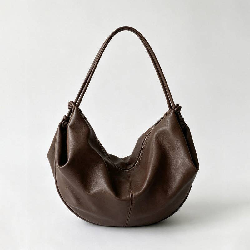 Large Casual Crossbody Hobo Bag: Apricot / F