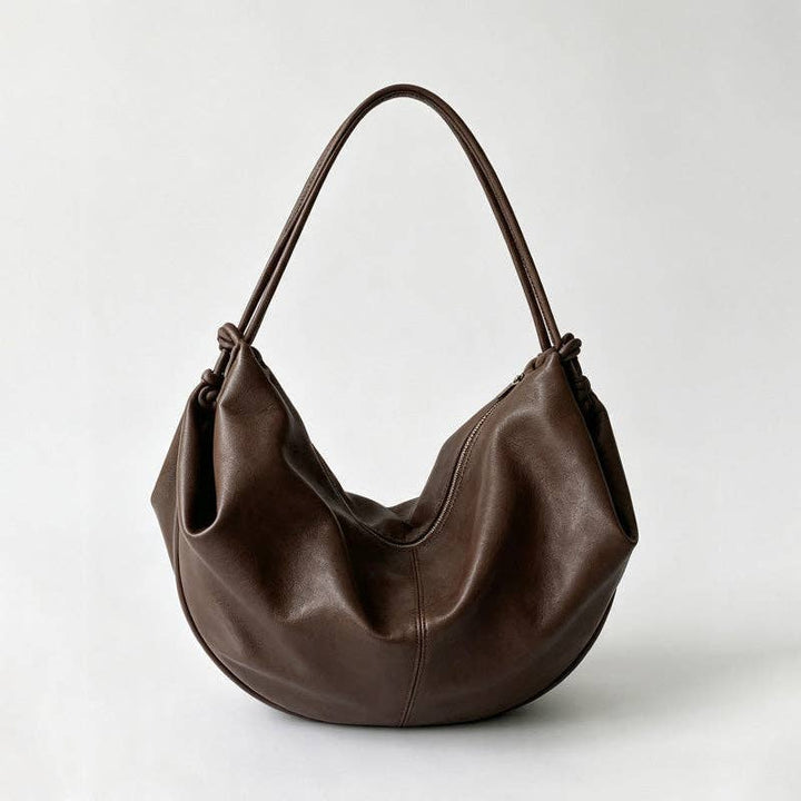 Large Casual Crossbody Hobo Bag: Apricot / F