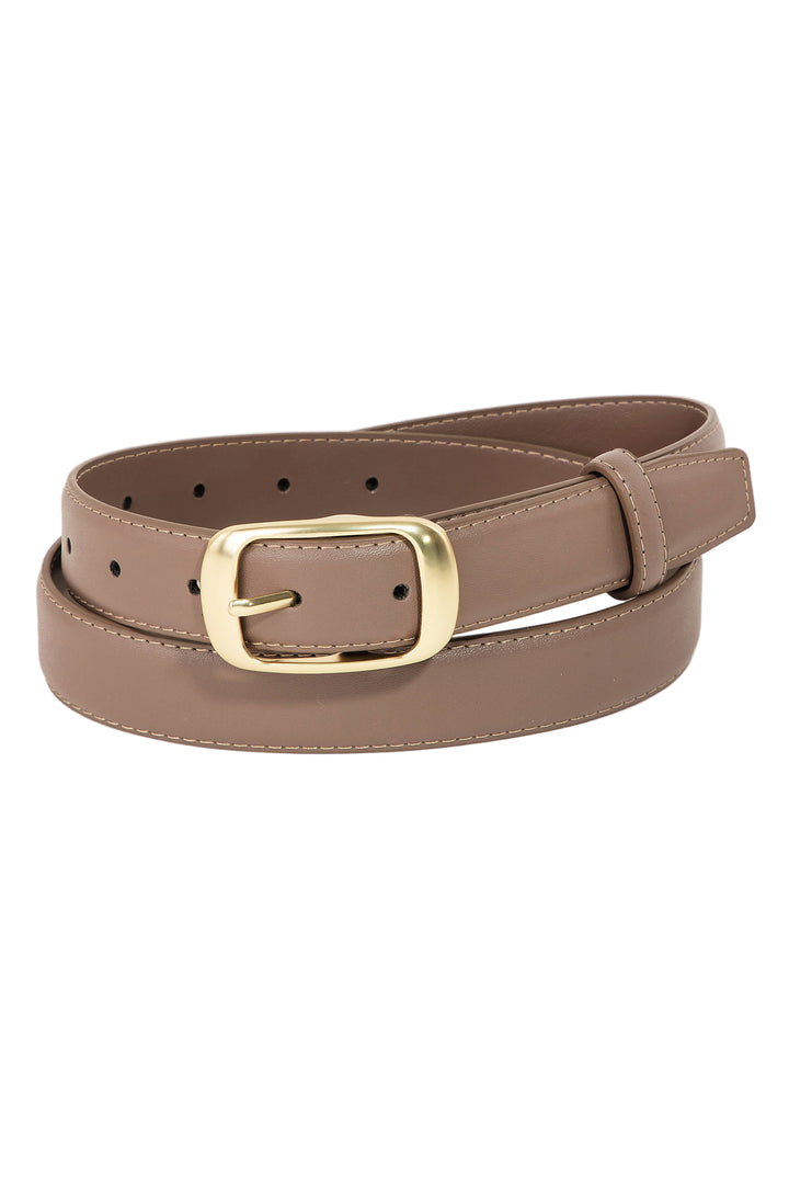 Solid Rectangle Buckle Leather Belt