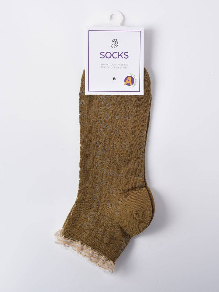 Lace Trim Mesh Ankle Socks