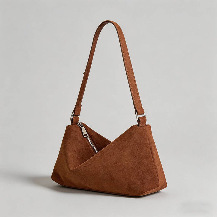 Vintage Suede Shoulder Bag: Black / One Size