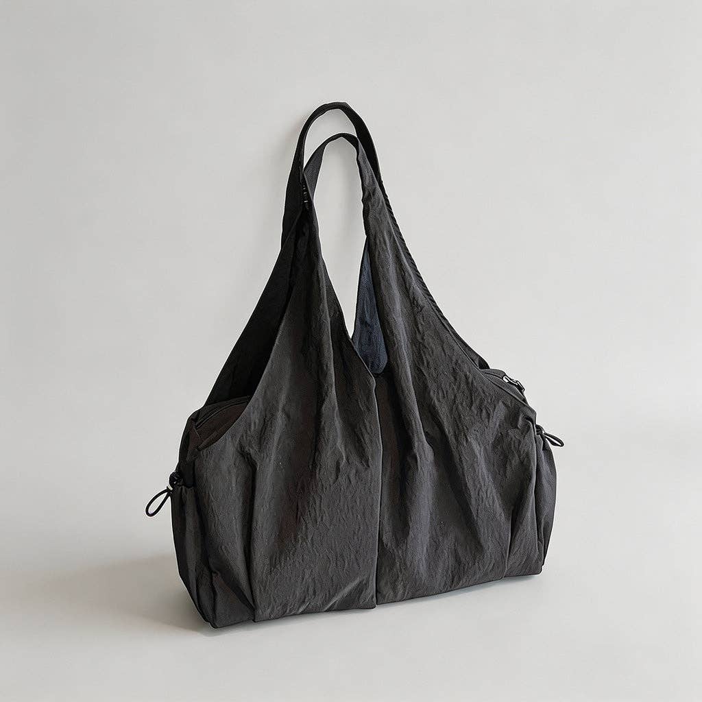 Nylon Slouchy Tote Bag: Black / One Size