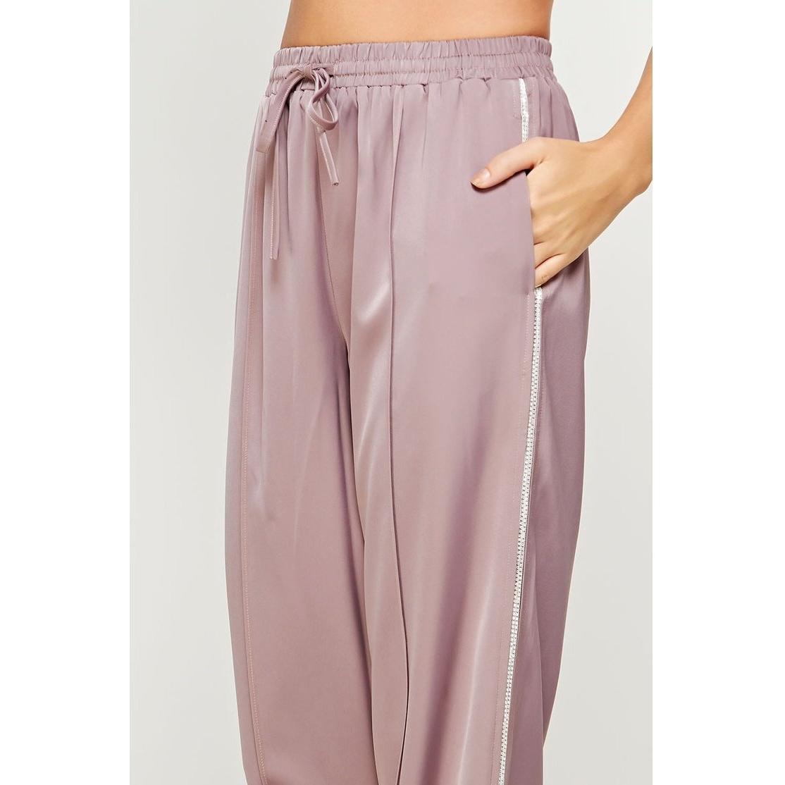 Rhinestone Cowgirl Satin Track Pants