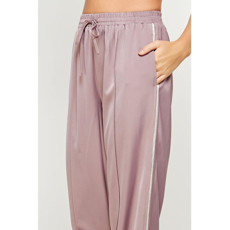 Rhinestone Cowgirl Satin Track Pants