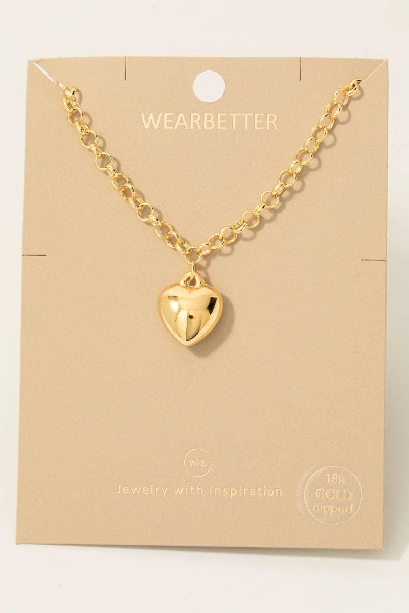 Dipped Heart Pendant Chain Necklace