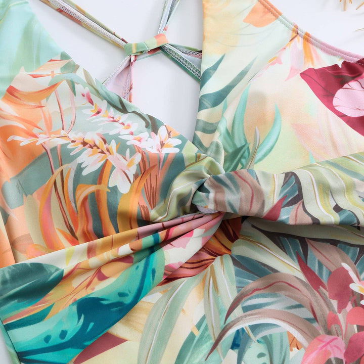 Floral Print One Piece Swimwear with Cover