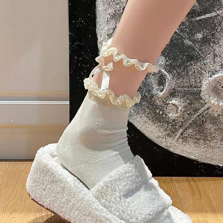 Lace Trim Bow Socks