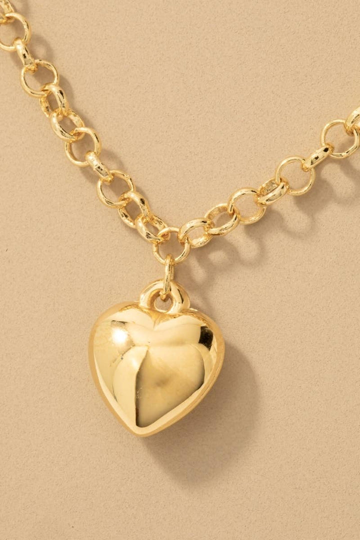 Dipped Heart Pendant Chain Necklace