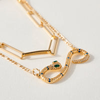 Layered Snake Pendant Chain Necklace