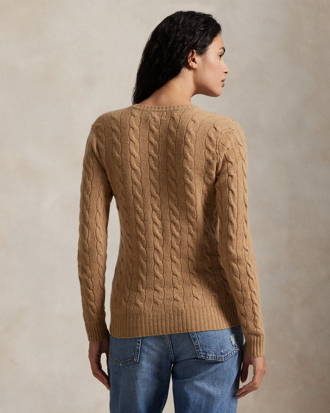Cable-Knit Wool-Cashmere V-Neck Sweater