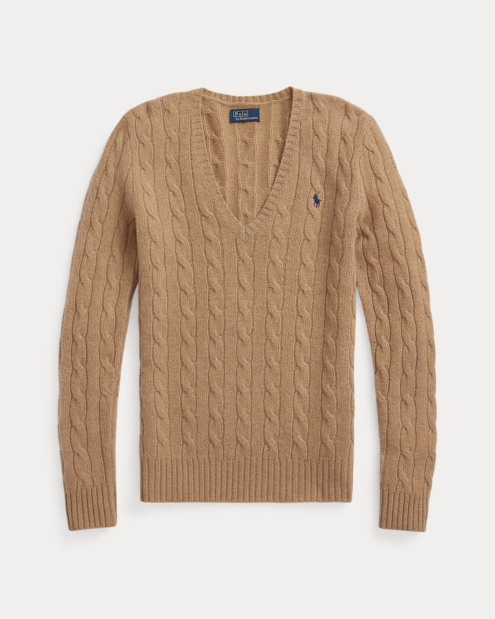 Cable-Knit Wool-Cashmere V-Neck Sweater