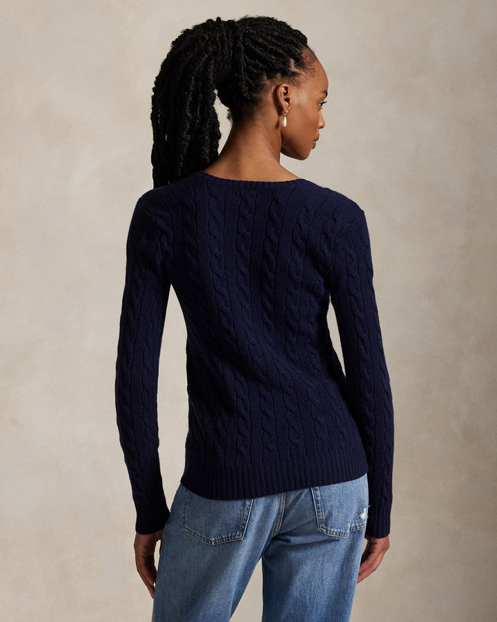 Polo Ralph Lauren Cable-Knit Wool-Cashmere V-Neck Sweater