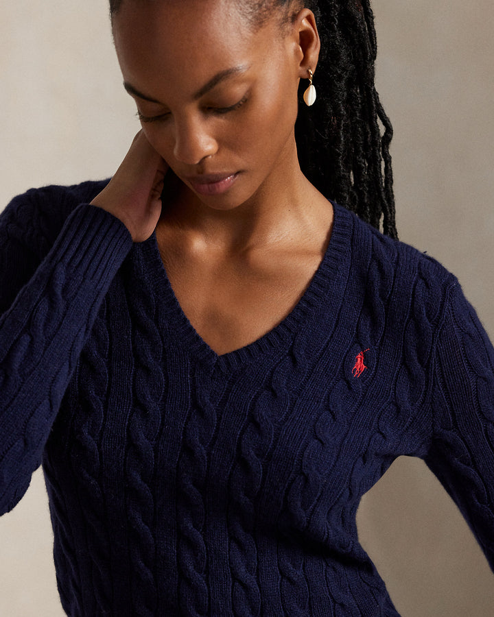 Polo Ralph Lauren Cable-Knit Wool-Cashmere V-Neck Sweater
