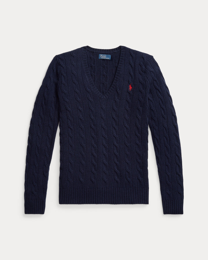 Polo Ralph Lauren Cable-Knit Wool-Cashmere V-Neck Sweater