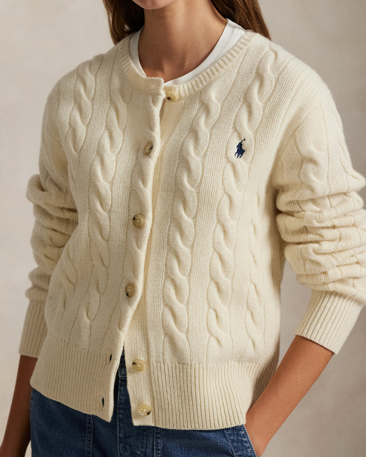 Cable Knit Wool Cashmere Cardigan