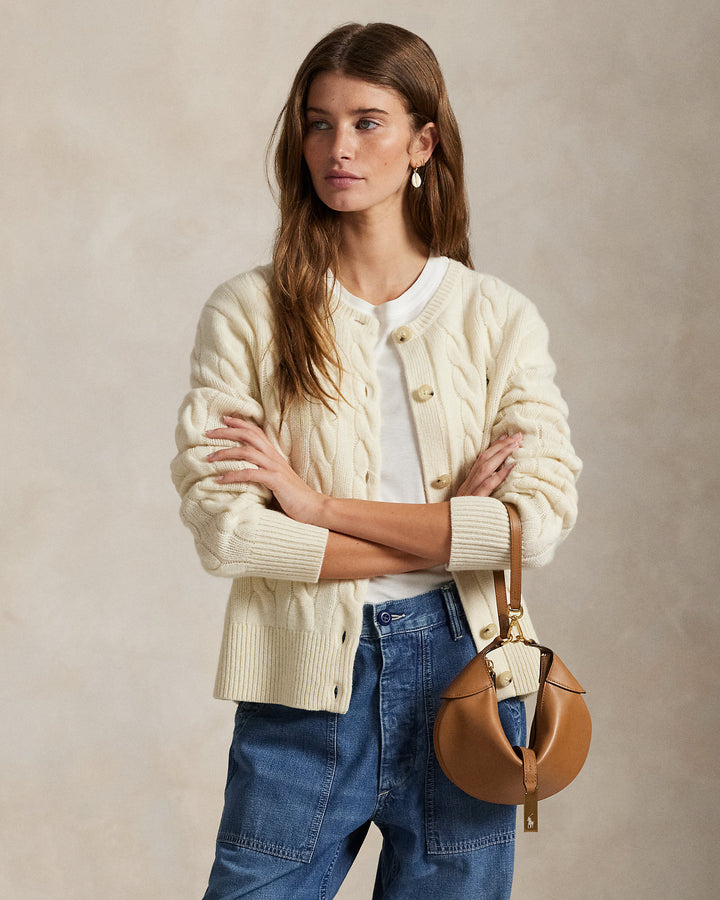 Cable Knit Wool Cashmere Cardigan