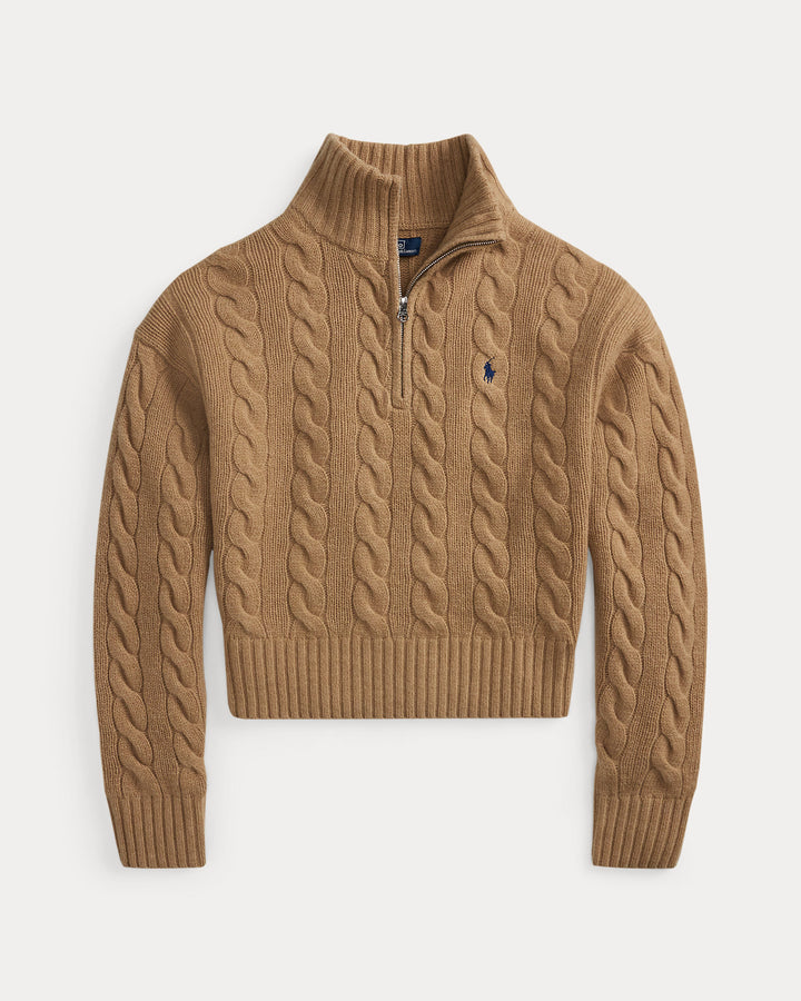 Cable Wool-Cashmere Half-Zip Sweater