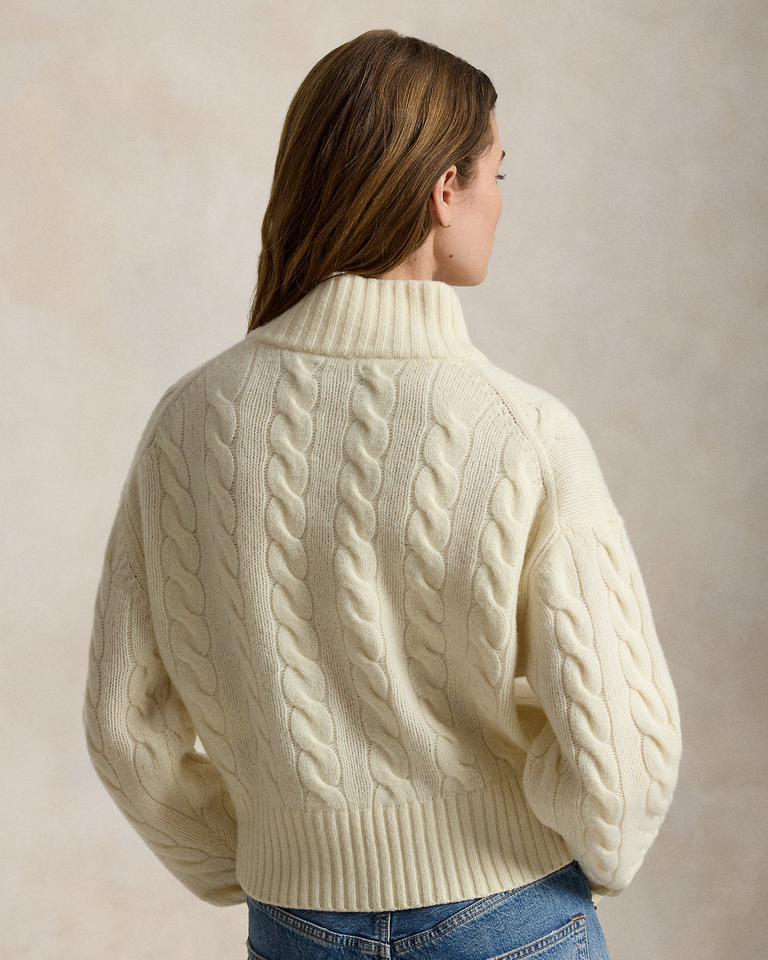Cable Wool-Cashmere Half-Zip Sweater