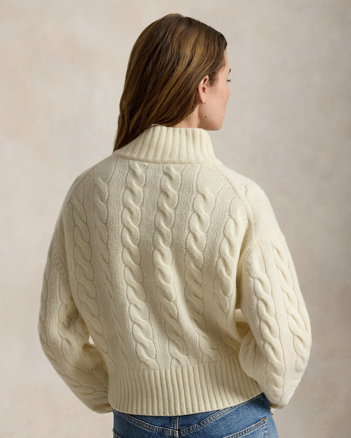 Cable Wool-Cashmere Half-Zip Sweater