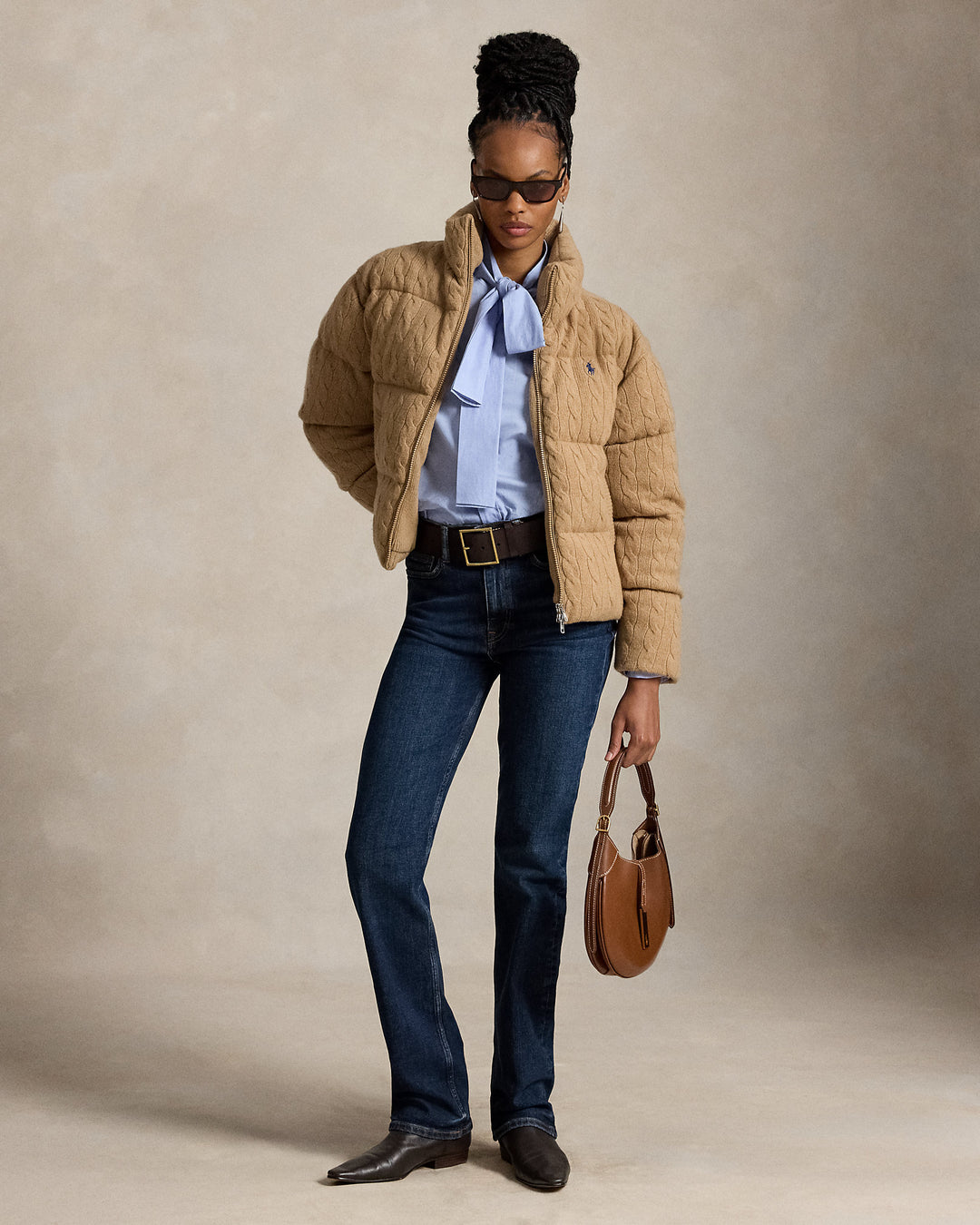 Cable Knit Wool Cashmere Puffer Jacket