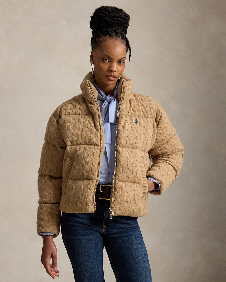 Cable Knit Wool Cashmere Puffer Jacket
