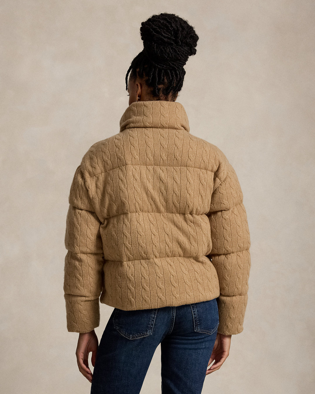 Cable Knit Wool Cashmere Puffer Jacket