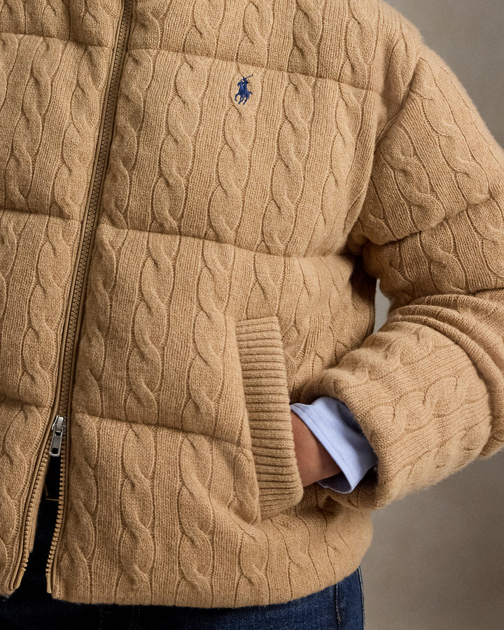 Cable Knit Wool Cashmere Puffer Jacket