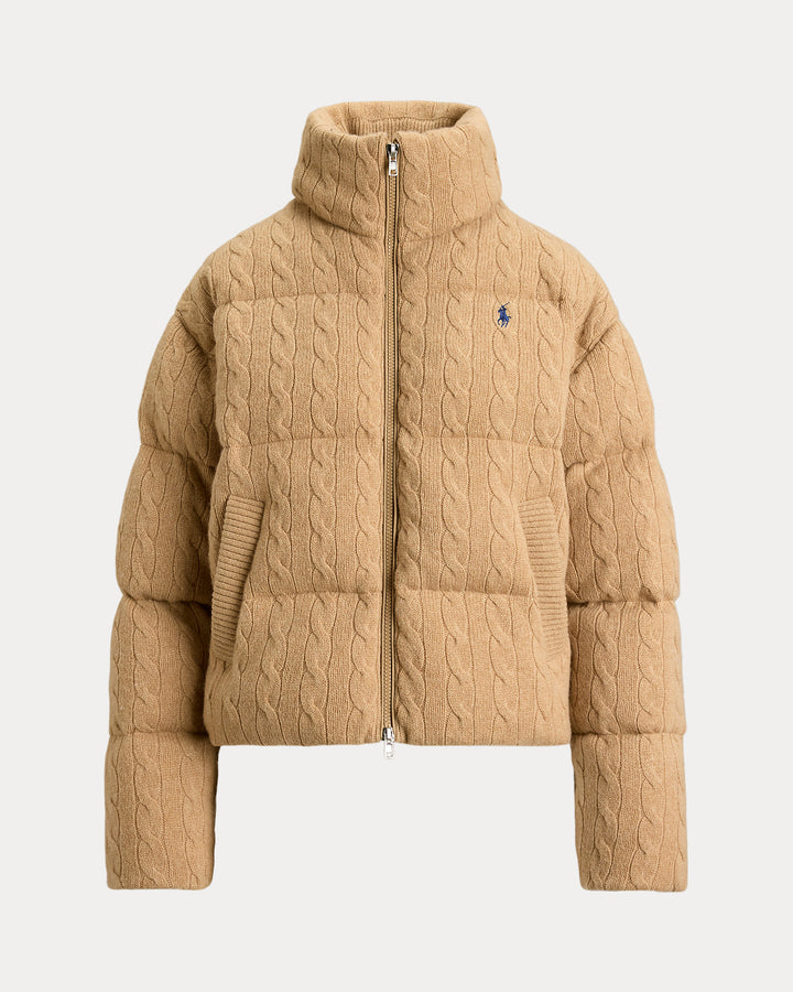 Cable Knit Wool Cashmere Puffer Jacket
