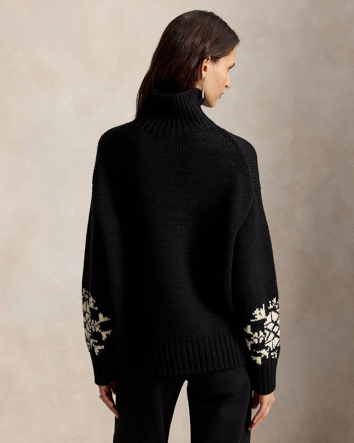 Snowflake Wool Turtleneck Sweater