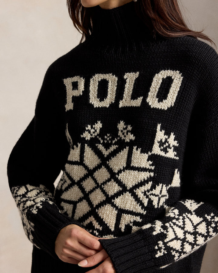 Snowflake Wool Turtleneck Sweater