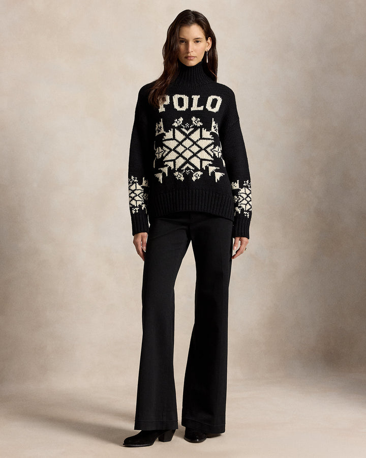 Snowflake Wool Turtleneck Sweater