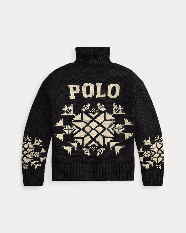 Snowflake Wool Turtleneck Sweater